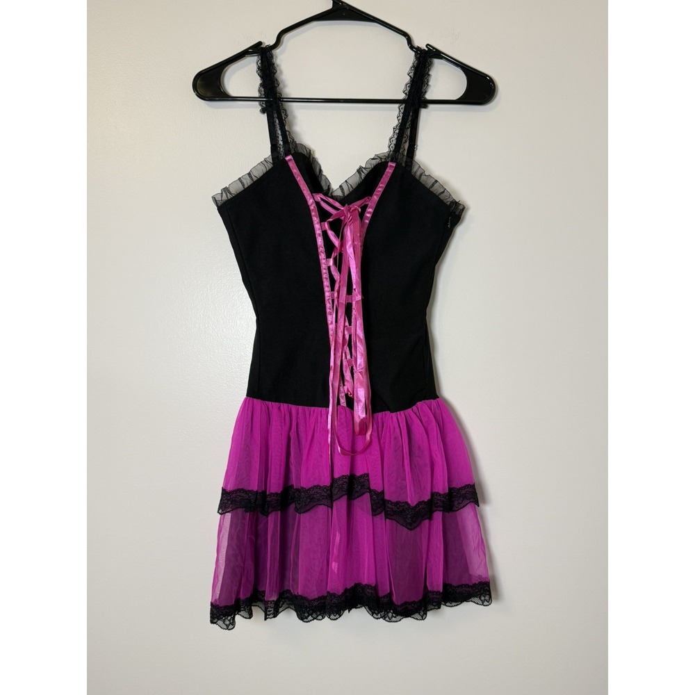 Dolls Kill Widow Bring Me To Life Corset Dress Pink Black Goth Alternative Small